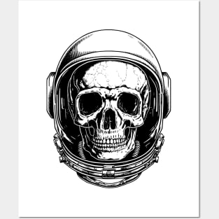 Human skull astronaut helmet Posters and Art